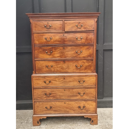 1053 - A George III mahogany chest on chest, 112.5cm wide.