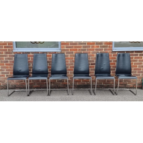 1061 - A set of six Calligaris black vinyl cantilever chairs.