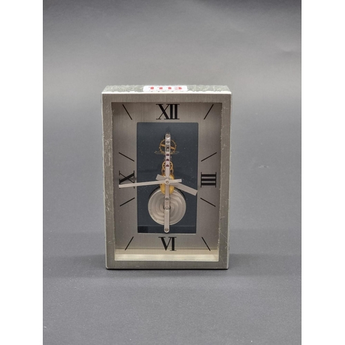 1113 - A circa 1970s Jaeger-LeCoultre pewter pendulette desk timepiece, 13.5cm high.