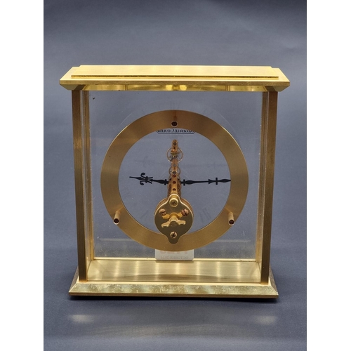 1120 - A 1970s Jaeger Le-Coultre gilt brass pendulette desk timepiece, Ref: 508, 17cm high.... 