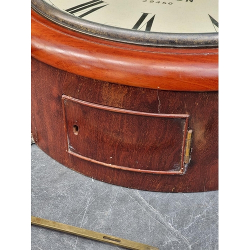 1122 - A good 19th century mahogany fusee wall clock, the 12in painted dial inscribed 'Dent, 23 Cockspur St... 