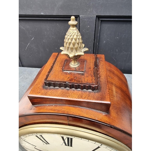 1124 - A 19th century mahogany, brass and line inlaid twin fusee bracket clock, the 8in painted convex dial... 