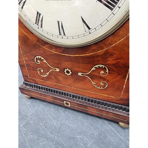 1124 - A 19th century mahogany, brass and line inlaid twin fusee bracket clock, the 8in painted convex dial... 