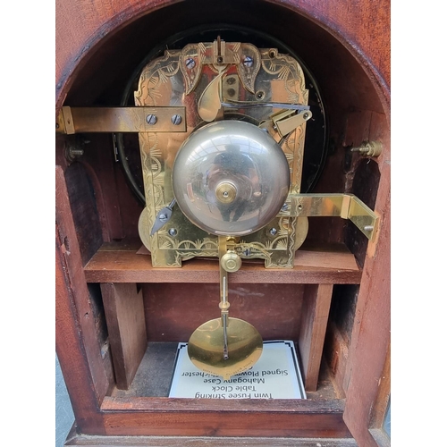 1124 - A 19th century mahogany, brass and line inlaid twin fusee bracket clock, the 8in painted convex dial... 