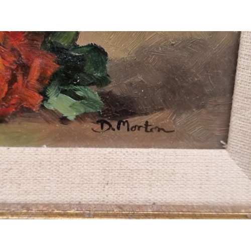 1157 - D Morton, still life of flowers in a vase, signed, oil on panel, 24.5 x 19.5cm.... 