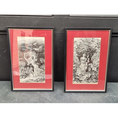 1171 - A pair of Neyret Freres silk pictures, 31.5 x 17cm.