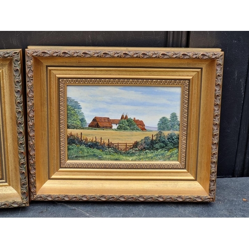 1191 - Doreen Medhurst, 'Sevenoaks Weald'; 'Oast Houses', a pair, each signed, oil on board, 11.5 x 17cm. (... 