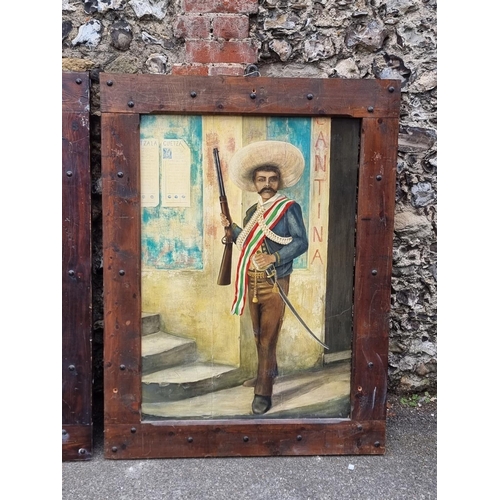 1198 - Mexican School, full length portraits of Emiliano Zapata and Josefa Espejo Merino, a pair, oil on bo... 