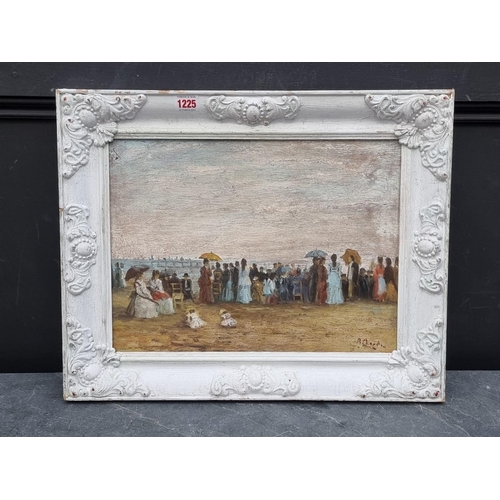 1225 - European School, figures on a beach, indistinctly signed, oil on board, 29 x 39cm.... 