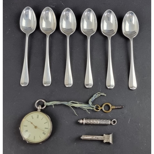 104 - A set of six Victorian silver Hanoverian rat tail teaspoons, by Thomas Bradbury & Sons, London 1... 