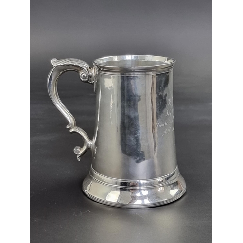 13 - A George III silver tankard,  by John Langlands II, Newcastle 1796, 12.5cm high, 342g, (inscribed).... 