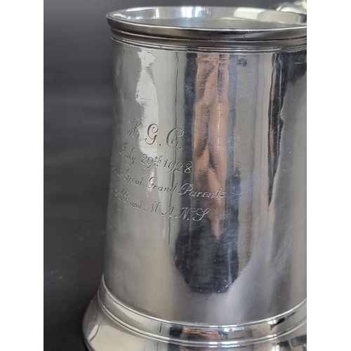 13 - A George III silver tankard,  by John Langlands II, Newcastle 1796, 12.5cm high, 342g, (inscribed).... 