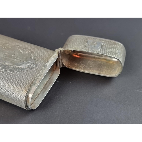 131 - A Victorian silver cigar case, by Henry Holland, London 1848, 12.5cm high, 219g.