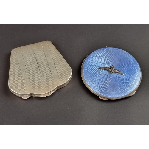 135 - A silver and guilloche enamel RAF compact, by John William Barrett, Birmingham 1937; together w... 