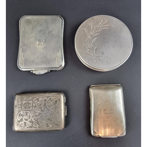 139 - A silver compact, by Barker Ellis Silver Co, Birmingham 1965; together with two silver matchboo... 