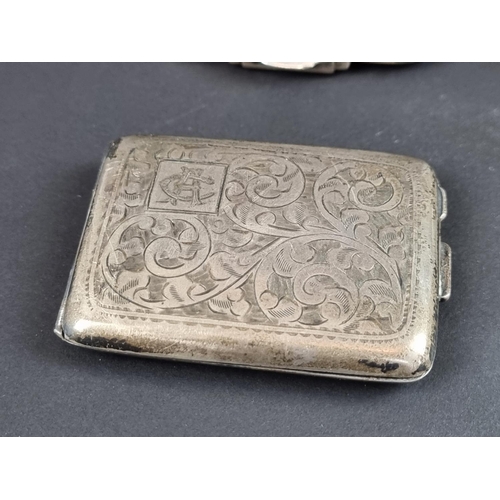 139 - A silver compact, by Barker Ellis Silver Co, Birmingham 1965; together with two silver matchboo... 