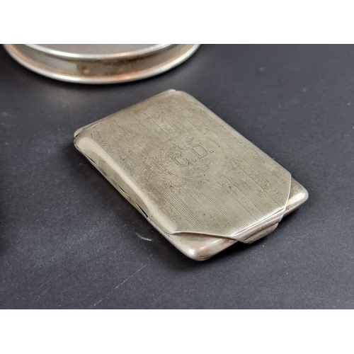 139 - A silver compact, by Barker Ellis Silver Co, Birmingham 1965; together with two silver matchboo... 