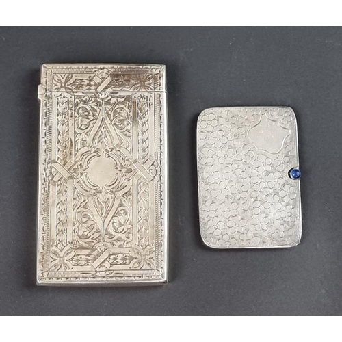 140 - A Victorian silver card case, by Frederick Marson, Birmingham 1881, 8cm wide; together with a silver... 