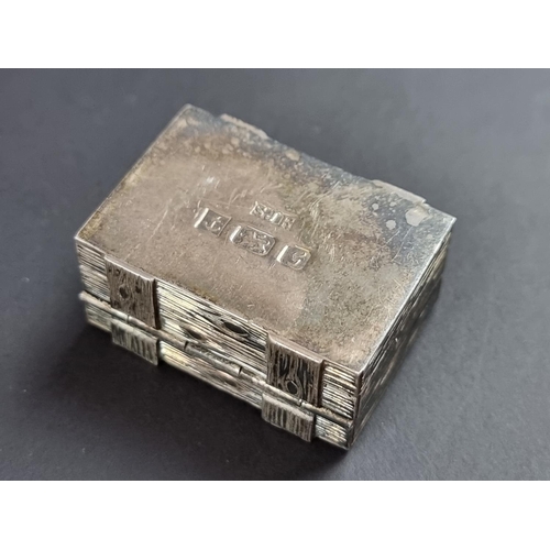 141 - A silver novelty chest pillbox, by S J Rose & Son, Birmingham 1981, 4cm wide; together with two ... 