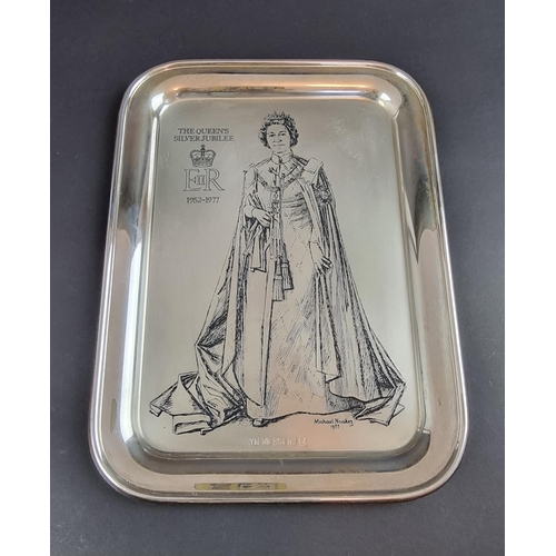 190 - A cased silver 'The Queen's Silver Jubilee' commemorative tray, probably by Yorkshire Mint, Sheffiel... 