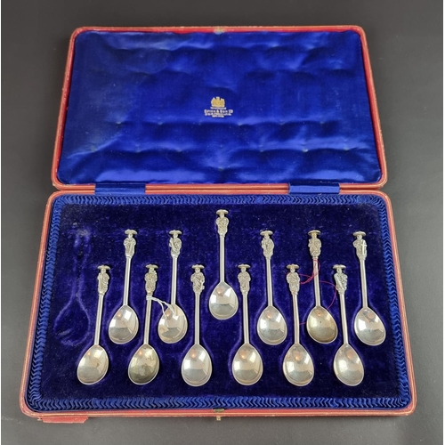 193 - A cased part set of twelve silver apostle spoons, by Thomas Bradbury & Sons Ltd, Sheffield 1929,... 