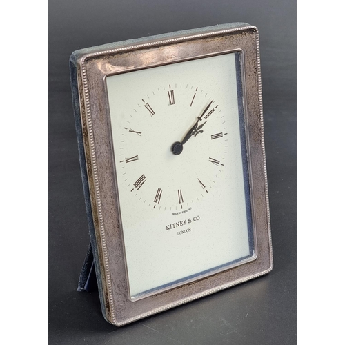 21 - A silver mounted easel clock, by Kitney & Co, London 1991, 15.5cm high.