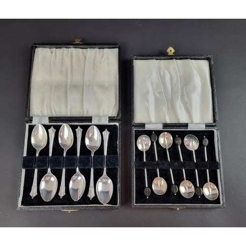 211 - A cased set of six silver teaspoons, by William Suckling Ltd, Birmingham 1940; together with a ... 