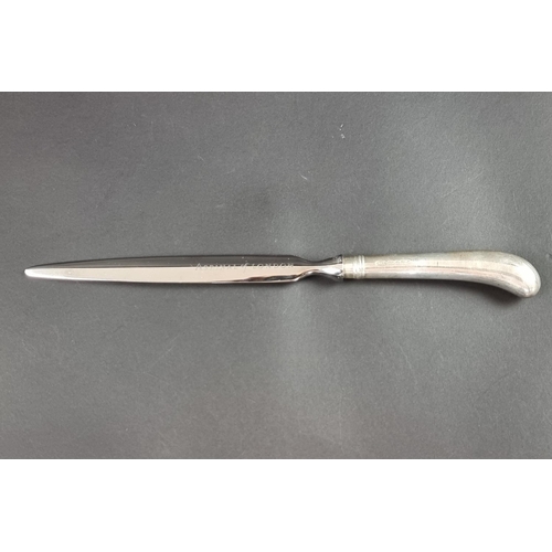 223 - A cased silver handled paper knife, by B & Co, Sheffield 2014.