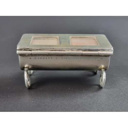 228 - A Victorian silver stamp box, maker's mark rubbed, Birmingham 1898, 6cm wide, 45g.