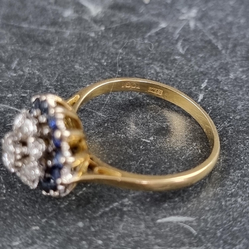 269 - An 18ct gold gem set cluster ring, London 1966, size N, gross weight 4.3g.