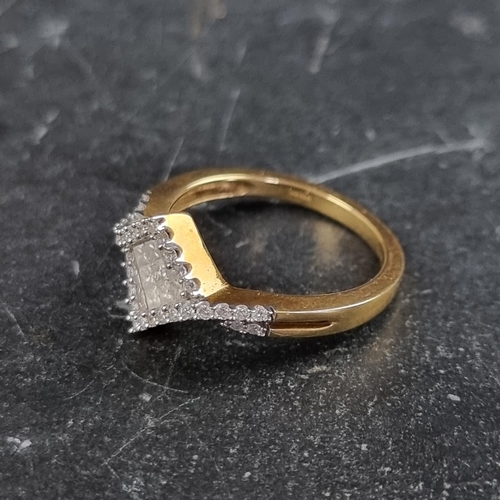 281 - An 18ct gold diamond ring, set forty diamonds, size O, gross weight 4g; together with a yellow metal... 