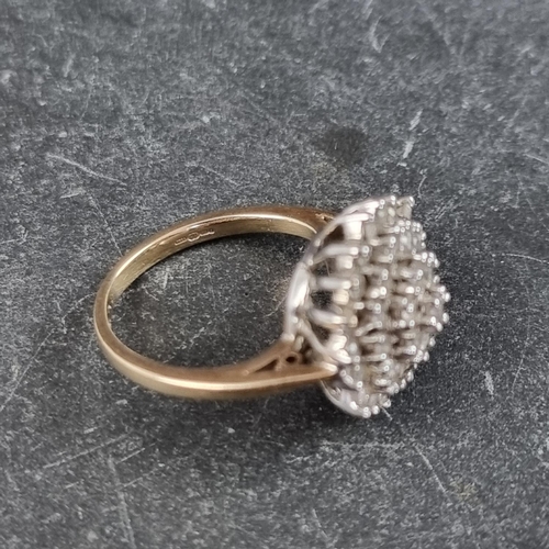 285 - A 9ct gold diamond floral cluster ring, size I1/2, gross weight 4g.