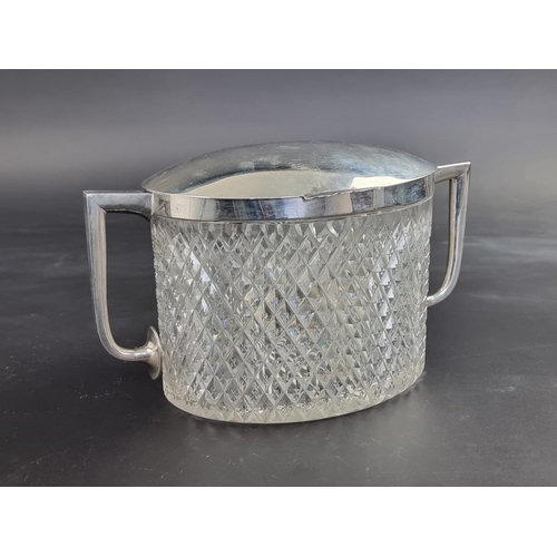 36 - An Edwardian silver mounted cut glass biscuit barrel, by John Grinsell & Sons, London 1904, 13.5... 