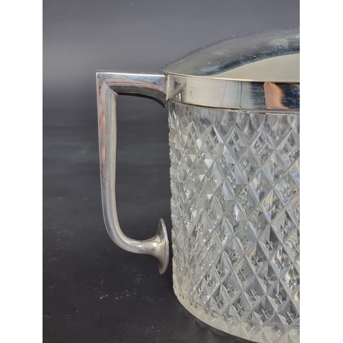 36 - An Edwardian silver mounted cut glass biscuit barrel, by John Grinsell & Sons, London 1904, 13.5... 