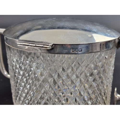 36 - An Edwardian silver mounted cut glass biscuit barrel, by John Grinsell & Sons, London 1904, 13.5... 