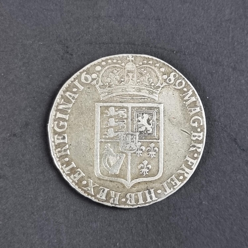 434 - Coins: A William and Mary 1689 silver half crown.