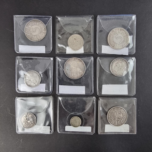 455 - Coins: a small quantity of continental silver coinage, 64g. (10)