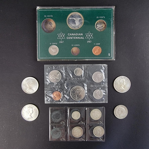 456 - Coins: Canada, a quantity of 20th century silver and other coins; to include a Canadian Centennial 1... 