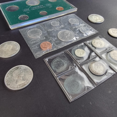 456 - Coins: Canada, a quantity of 20th century silver and other coins; to include a Canadian Centennial 1... 