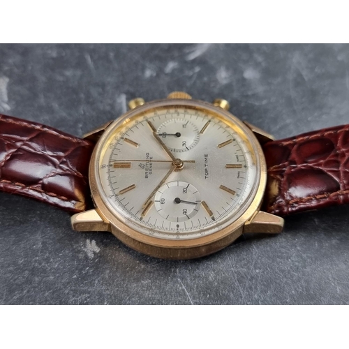 500 - A 1960s Breitling 'Top Time' chronograph gold plated manual wind wristwatch, 36mm, Ref. 2000, on lat... 