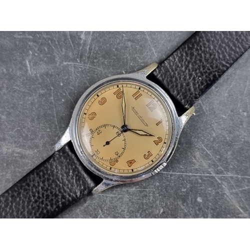 504 - A late 1940s military style Jaeger-LeCoultre stainless steel manual wind civilian wristwatch, 33mm, ... 