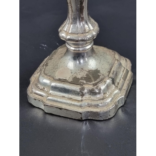 51 - A German white metal three light candelabrum, stamped '925S', 27.5cm high.