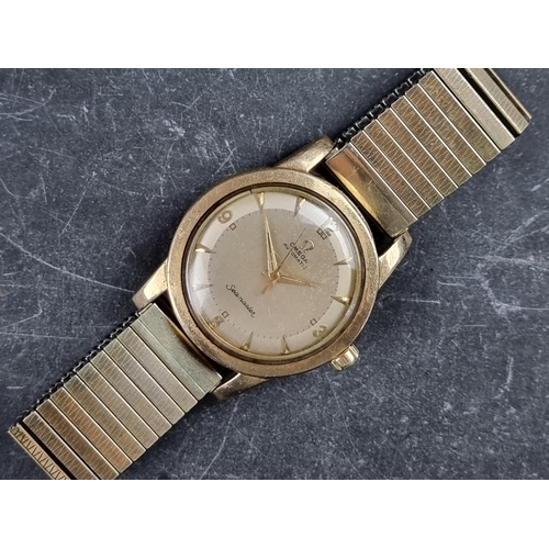 513A - A 1950 Omega 'Seamaster' gold plated automatic wristwatch, 34mm, Ref. 2577-13 SC, Cal. 351, on later... 