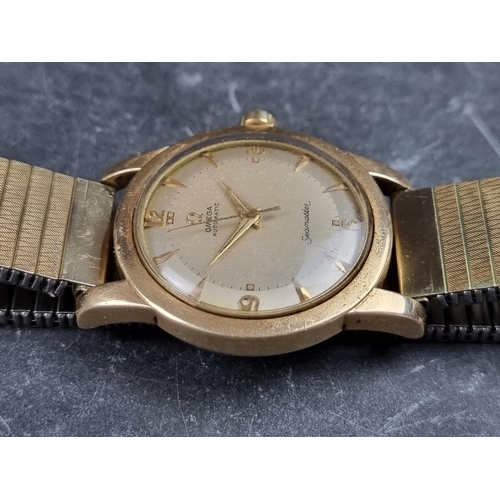 513A - A 1950 Omega 'Seamaster' gold plated automatic wristwatch, 34mm, Ref. 2577-13 SC, Cal. 351, on later... 