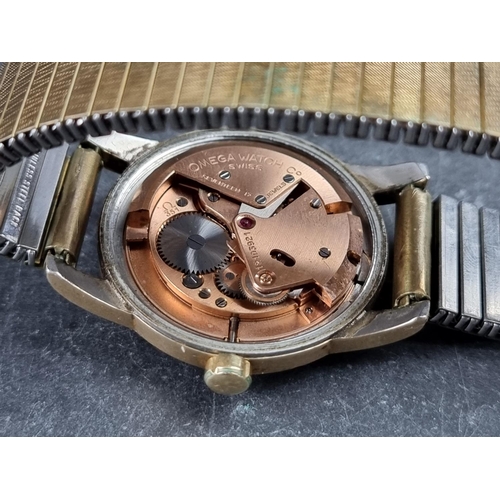 513A - A 1950 Omega 'Seamaster' gold plated automatic wristwatch, 34mm, Ref. 2577-13 SC, Cal. 351, on later... 