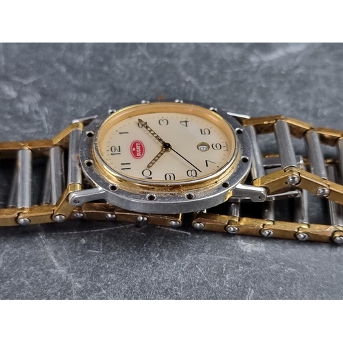 514 - A rare late 1980s Bugatti 'Driver' stainless steel and gold plated quartz wristwatch, with date-wind... 