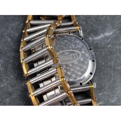 514 - A rare late 1980s Bugatti 'Driver' stainless steel and gold plated quartz wristwatch, with date-wind... 