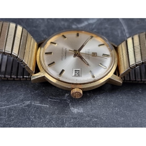 518 - A 1960s Tissot 'Visodate Seastar Seven' gold plated automatic wristwatch, 34mm, on replacement expan... 