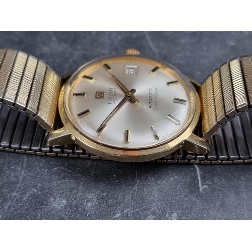 518 - A 1960s Tissot 'Visodate Seastar Seven' gold plated automatic wristwatch, 34mm, on replacement expan... 