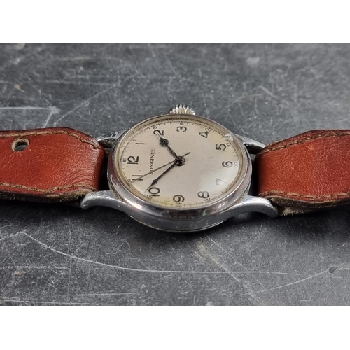 522 - A 1942 Air Ministry issue Longines stainless steel manual wind wristwatch, 32mm, Ref. 6B/159, the co... 